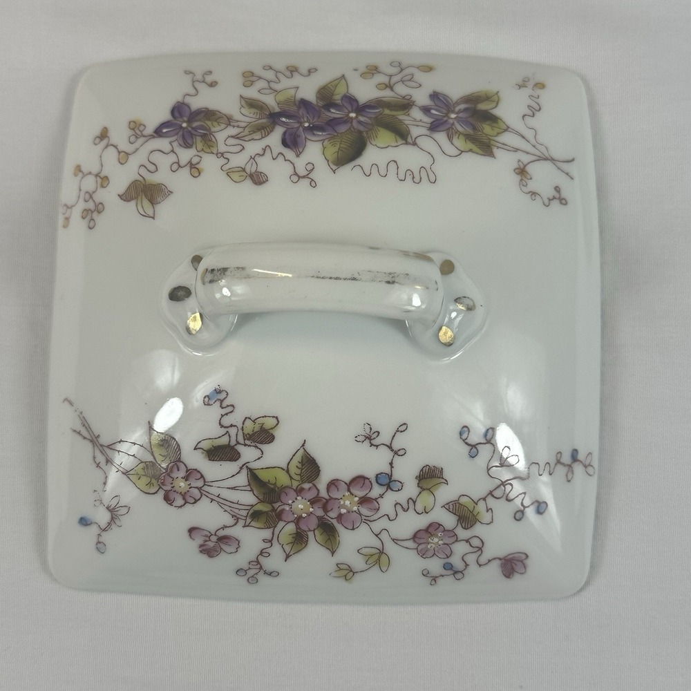 Limoges France Porcelain Trinket Box Floral Square Lidded Dresser Jar 5.25" - Picture 14 of 16